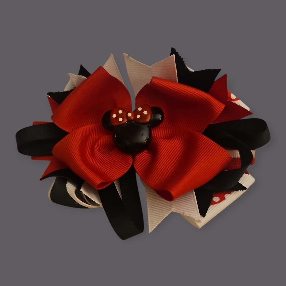 3/$30 HANDMADE Red and Black Minnie Mouse Coquette Girl's Women's Hair Bow